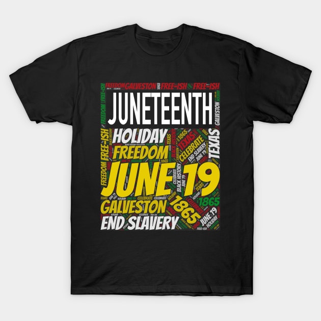 Juneteenth Celebration Word Art T-Shirt by blackartmattersshop